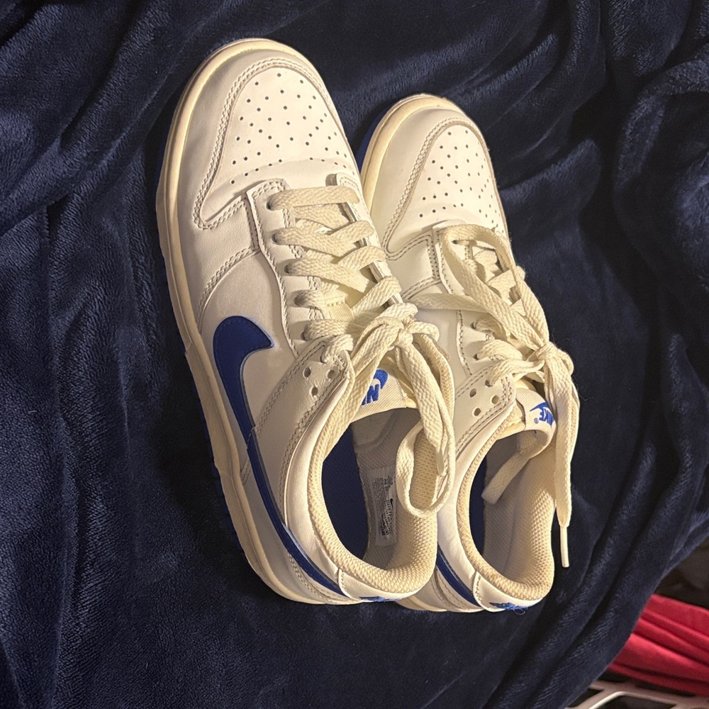 Nike Cream and Blue Athletic Shoes
